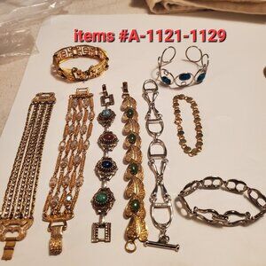 9 bracelets, items # A-1121-1129,  wt. 272 grams